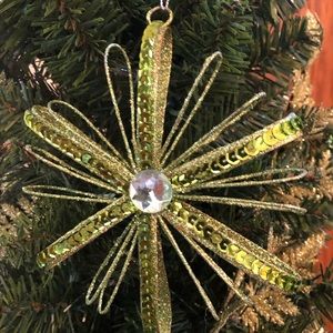 Gold and Green Christmas star ornament